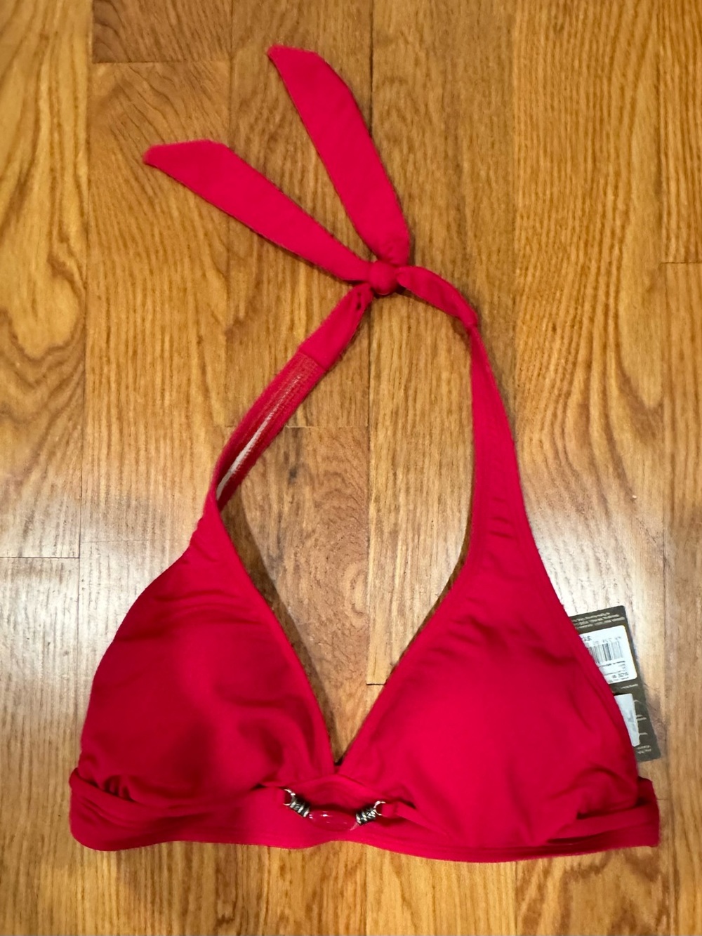 New NWT Merona Red Pink Bikini Beaded Bead Halter Top Medium M
